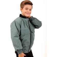 Geniş Cep Detaylı Erkek Çocuk Bomber Ceket Çağla
