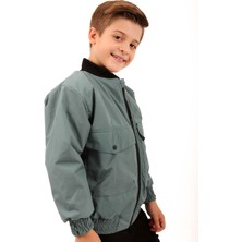 Geniş Cep Detaylı Erkek Çocuk Bomber Ceket Çağla