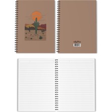 4'lü Spiralli Okul Defteri 60 Yaprak 4'lü Set - A5 Boy Çizgili 15 x 21 cm Soyut Baskı Set Defter