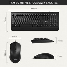 Lecoo CM105 USB Kablolu Türkçe Q Klavye & Mouse Set Siyah