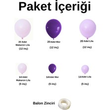 Balon Seti Makaron Lila-Mor-Lila 100 Lü Balon Zinciri Seti