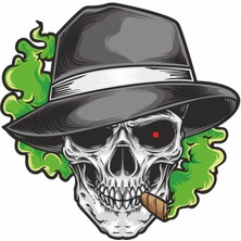 Sticker Usta Şapkalı Kurukafa Araba Oto Motosiklet Sticker 00491