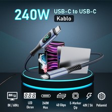 SooPii S42 PD 240W LED Ekranlı USB 4.0 40GBPS 8K-60Hz Type-C To Type-C Örgülü Görüntü Data Şarj Kablosu