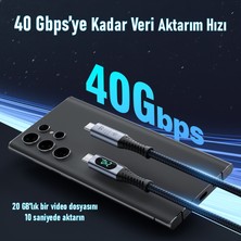 SooPii S42 PD 240W LED Ekranlı USB 4.0 40GBPS 8K-60Hz Type-C To Type-C Örgülü Görüntü Data Şarj Kablosu