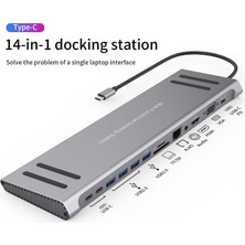 UltraTekno Laptop Macbook Uyumlu Type C Çoklayıcı Port Istasyonu 14IN1 Çevirici Kart Okuyucu Hub