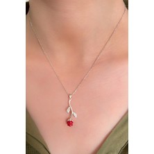 Gül Motifi Gümüş Kadın Kolye