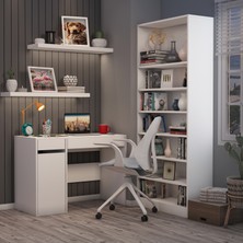 Dekorex CLM-107 Beyaz Kapaklı Çalışma Masası Modern Tasarım Suntalam Malzeme 2 Çekmeceli