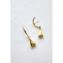 Petek Aksesuar Damla Kalp Metal Halka Küpe 4,5 Cm.