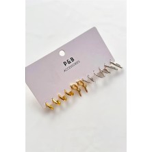 Petek Aksesuar P&b 12 Adet Metal Küpe Set