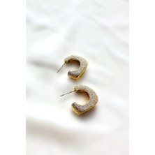 Petek Aksesuar Kum Desesnli Gold Küpe 2 Cm.