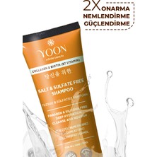 Yoon Vegan Tuzsuz Şampuan 250ML & Saç Bakım Kremi 200ML Sülfatsız, Kolajen ve Biotinli 2'li Besleyici Set