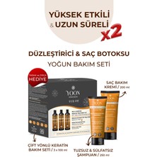 Yoon 3'lü Uzun Süren Düzleştirici & Saç Botoxu Kiti, Tuzsuz Şampuan 250ML, Saç Kremi 200ML Saç Bakım Seti