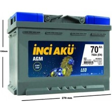 Inci Agm Leo 12 V 70 Ah 760 A(En) Start-Stop Akü