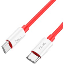 Hoco X87 60W 3A Type-C to Type-C Apple iPhone Android Uyumlu Hızlı Şarj Veri Kablosu Kırmızı 1 metre