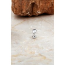 Sümer Telkari Kalp Rodyumlu Gümüş Tragus Küpe 7079