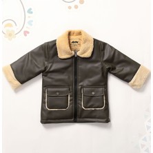 Kız Bebek ve Çocuk Içi ve Yakası Kürklü Deri Mont HAKIAVM2103