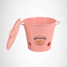 Garten Zink Metal Patates Soğan Kovası Tekli Pembe