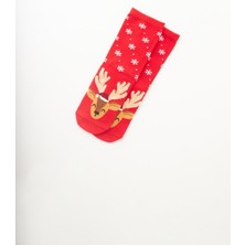 Katia & Bony Çocuk Geyik Desenli Yılbaşı Soket Çorap Kırmızı