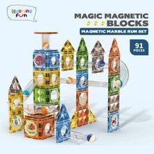 Learning Fun Manyetik Stem Oyuncak 91 Parça - Diamond Marble Run Set Magic Magnetic Blocks