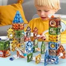 Learning Fun Manyetik Stem Oyuncak 91 Parça - Diamond Marble Run Set Magic Magnetic Blocks