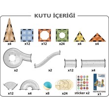 Learning Fun Manyetik Stem Oyuncak 128 Parça - Diamond Marble Run Set Magic Magnetic Blocks