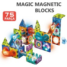 Learning Fun Manyetik Stem Oyuncak 75 Parça - Işıklı Marble Run Set Magic Magnetic Blocks