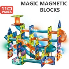 Learning Fun Manyetik Stem Oyuncak 110 Parça - Işıklı Marble Run Set Magic Magnetic Blocks