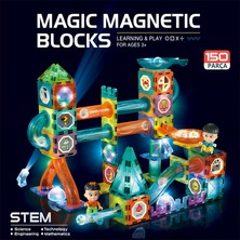 Learning Fun Manyetik Stem Oyuncak 150 Parça - Işıklı Marble Run Set Magic Magnetic Blocks