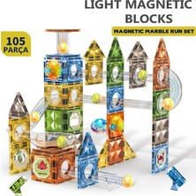 Learning Fun Manyetik Stem Oyuncak 105 Parça - Işıklı Marble Run Set Magic Magnetic Blocks