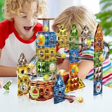 Learning Fun Manyetik Stem Oyuncak 105 Parça - Işıklı Marble Run Set Magic Magnetic Blocks