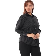 Lady Majestic Büyük Beden Çizgili Gömlek