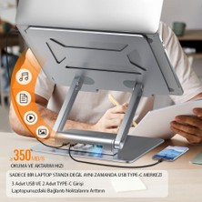 360° Döner Alüminyum Laptop Standı Ergonomik ve Portatif Tasarım USB Type-C Port Dayanıklı ve Sağlam