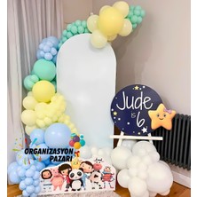 Balon Seti Makaron Mavi-Sarı-Beyaz-Yeşil 100 Lü Balon Zinciri Seti