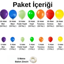 Balon Seti Mor-Mavi-Fıstık Yeşili-Yeşil-Turuncu-Kırmızı-Sarı 100 Lü Balon Zinciri Seti