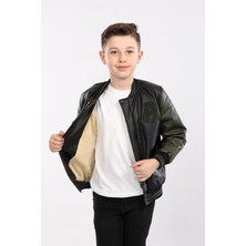 Erkek Çocuk A Takımı Suni Deri Mont Haki AVM112