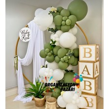 Balon Seti Retro Okaliptus-Pastel Beyaz 60 Lı Balon Zinciri Seti