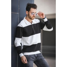 Yaounde Çift Renkli Yarım Fermuarlı Yakalı Erkek Sweatshirt