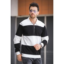 Yaounde Çift Renkli Yarım Fermuarlı Yakalı Erkek Sweatshirt