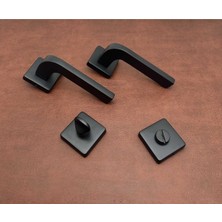 Koldoor Tog Mat Siyah Kare Rozetli Wc Banyo Kapı Kolu 1 Takım