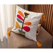Bugi Home Collection Tekli Punch İşlemeli Nakışlı Dal Çiçek Temalı Kırlent Kılıfı