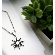 Hg.Aksesuar Erkek Güneş Detaylı Çelik Kolye Ucu