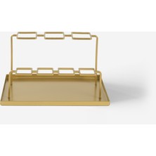 Rarart Geometrik Gold Metal Organizer - Kalem & Fırça Düzenleyici - Carre