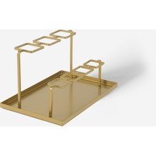 Rarart Geometrik Gold Metal Organizer - Kalem & Fırça Düzenleyici - Carre