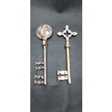 Be Beauty 2 Adet Dekoratif Antika Tarzında Prinç Döküm Eski Çağ Kale, Han, Kilise, Saray Anahtarı Model 06