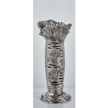 Leaf Flower Vase Nıckel Antıque 14X14X31,8 cm