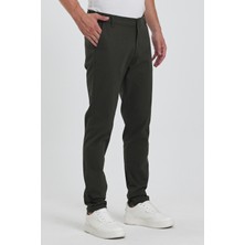 TheSeason Erkek Haki Gabardin Pamuklu Keten Slim Fit Yan Cep Esnek Chino Pantolon