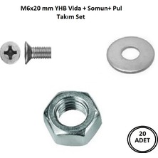 İlta Life M6 x 20 mm Vida + Somun + Pul Matkap Uçlu Yhb Vida Set 20 Adet