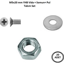 İlta Life M5 x 20 mm Vida + Somun + Pul Matkap Uçlu Yhb Vida Set 20 Adet