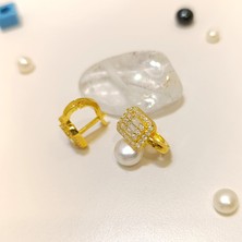 Altın Ofisi Baget Taşlı Küpe 14 Ayar Altın