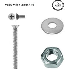 İlta Life M6 x 40 mm Vida + Somun + Pul Matkap Uçlu Yhb Vida Set 50 Adet